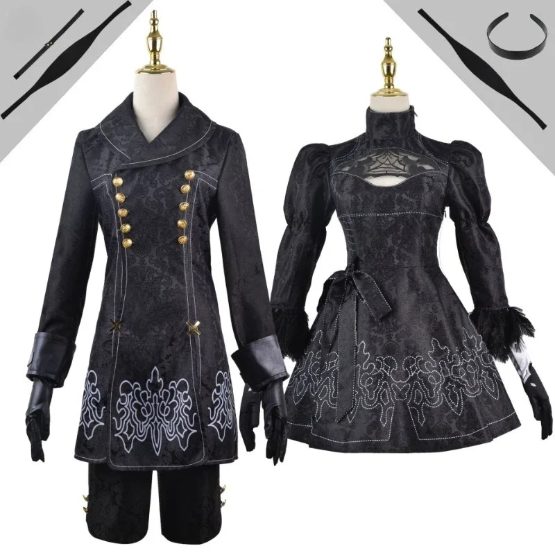 

Game NieR Automatas Cosplay Costume Set 9S 2B Cos Outfits Suits Wigs Full Set for Men Women Anime Cons Halloween Party