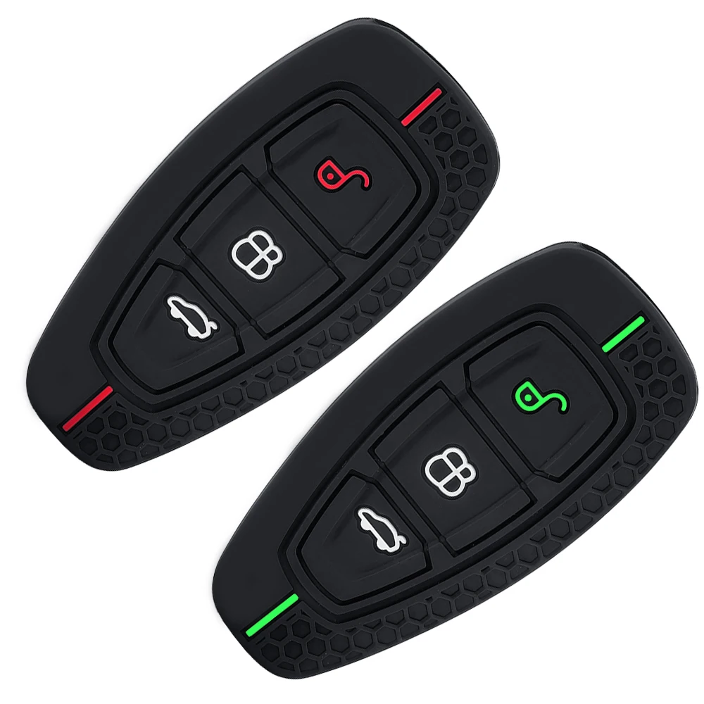 Silicone Car Key Fob Case Car Key Pack for Ford ST Line Fiesta Focus Mondeo Ecosport Kuga Puma Edge Escape Metallic Accessories