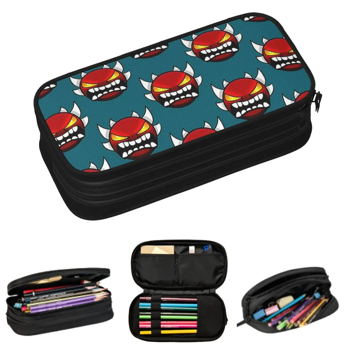 Video Game Geometry Dash Pencil Cases for Student Gifts Pen Box Pencil Bag Large Storage Pencil Pouch