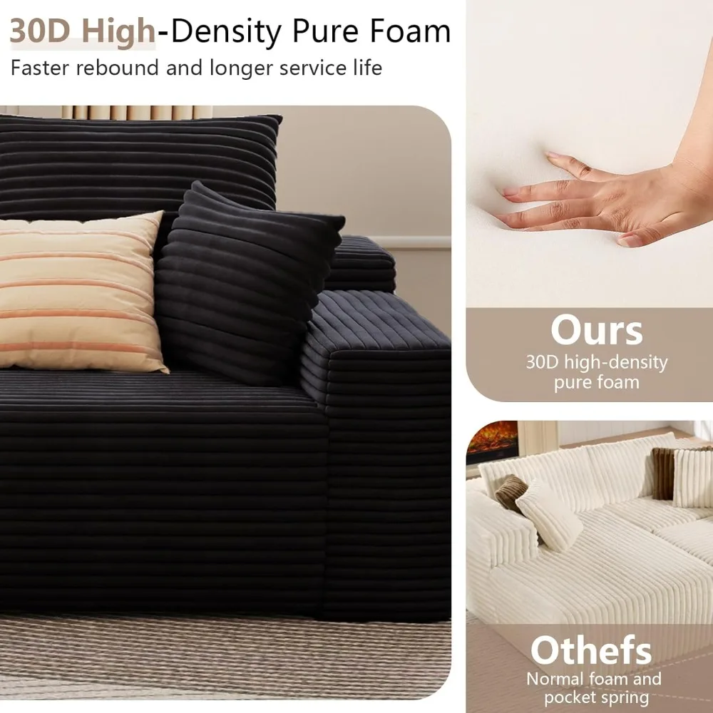 Современный 3-местный вельветовый L-образный секционный диван-кровать с шезлонгом для гостиной