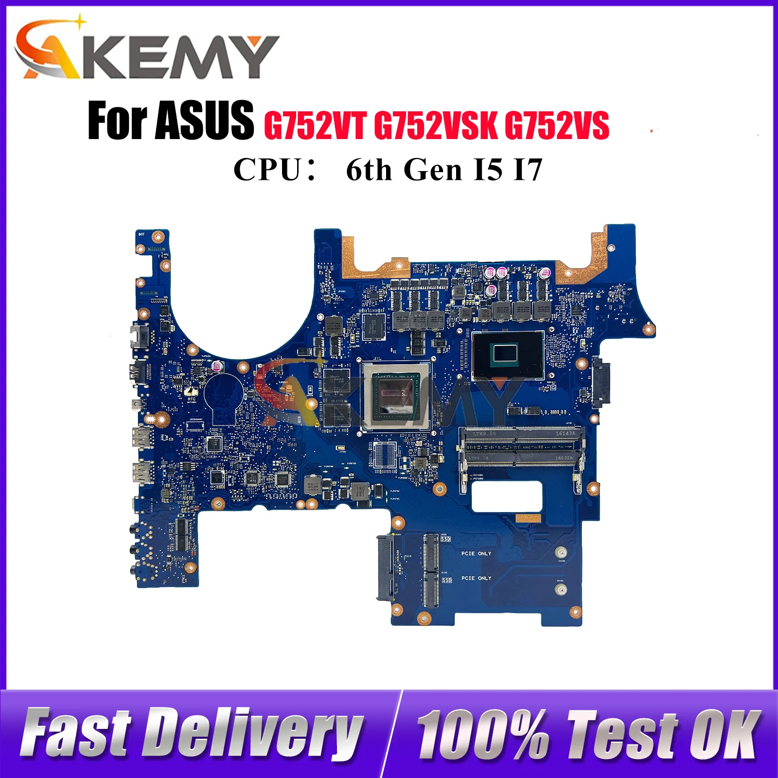 

G752VT Материнская плата для ноутбука ASUS ROG G752VS GL752VW G752VSK G752V GL752VL Материнская плата для ноутбука с процессором I5 I7 100% tests OK stk