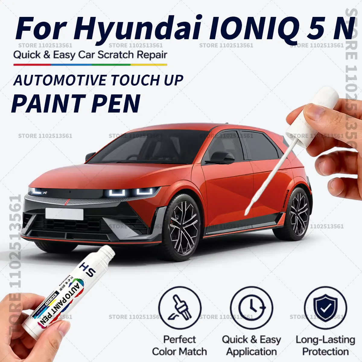 Quick Dry Car Touch Up Paint Pen Auto Scratch Repair Brush for Paint Chips Scratches and Scuffs For Hyundai IONIQ 5 N White Blue