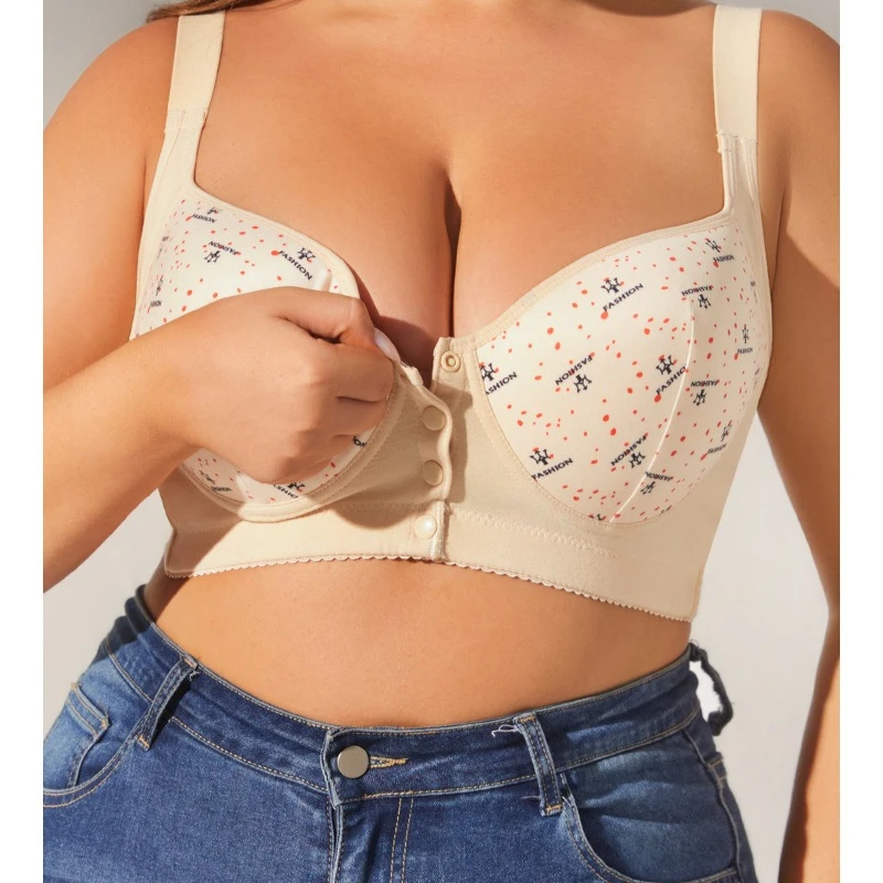 

Бюстгальтер с пряжкой размера плюс A-G, чашка с цветочным принтом на косточках, нижнее белье пуш-ап, тонкий бюстгальтер с полной поддержкой чашки, бюстгальтер для мамы, нижнее белье для кормления