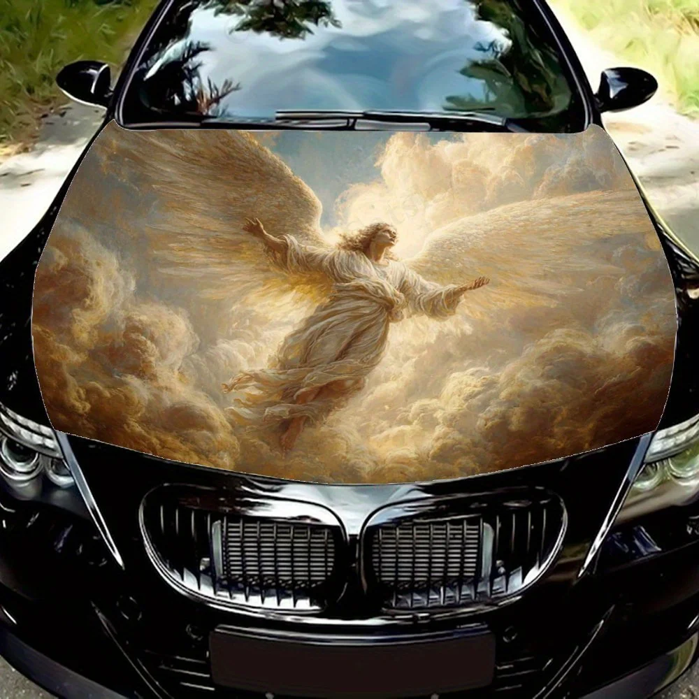 

Angel in the clouds Car hood packaging sticker, PVC material, self-adhesive waterproof, anti-slip paint, car exterior decoration