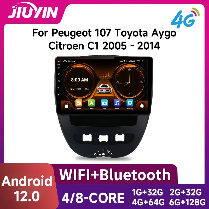 

JIUYIN Android Car Radio Multimedia Player Stereo For Peugeot 107 Toyota Aygo Citroen C1 2005-2014 Navi Wireless Carplay Auto