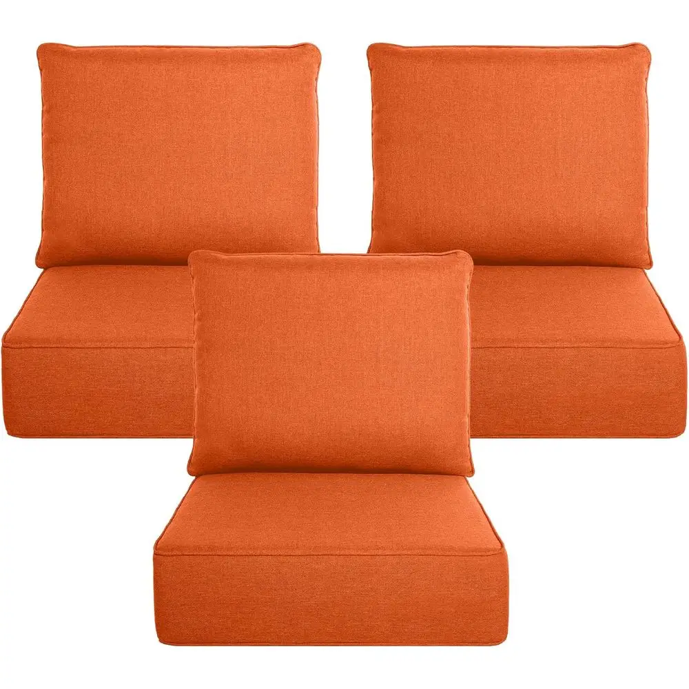 

Set of 3 Outdoor Cushions, 24x24 Inches, 6 Thick, Water-Resistant, Removable Covers for Patio Furniture or Swings - Orange