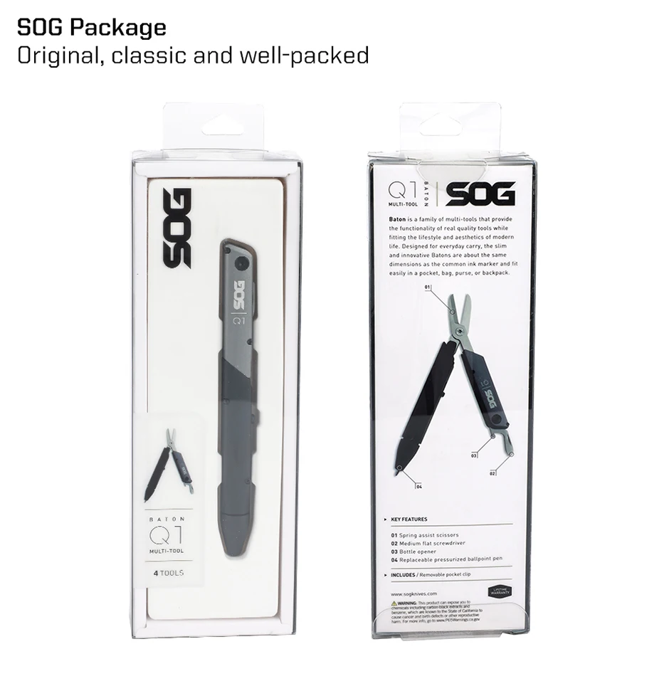 SOG Baton Q1 4-in-1 Multitool-Stift EDC Taschenwerkzeug mit Schere, Schraubendreher und Flaschenöffner für Angeln, Camping, Wandern und Outdoor-Ausrüstung – Detail 12