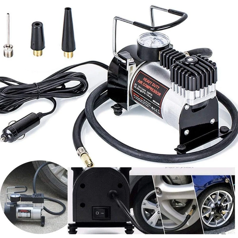 Car Air Pump Metal Pump 12V 120W 100PSI Portable Air Compressor Tyre Inflator Pumps 35L/Min