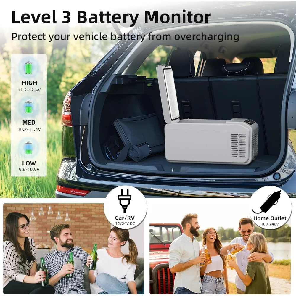 ثلاجة سيارة، ثلاجة سيارة 12 فولت، 16 كيو تي، ضاغط فريزر محمول، مبرد كهربائي للسيارة، لوحة تحكم مع قفل #5