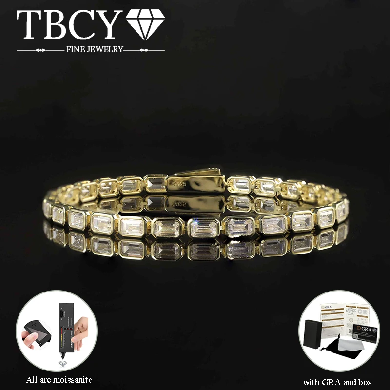 

TBCYD Multi-size Emerald Full Moissanite Tennis Bracelet for Women 925 Sterling Silver GRA Certified Hip-Hop Luxury Jewelry Gift