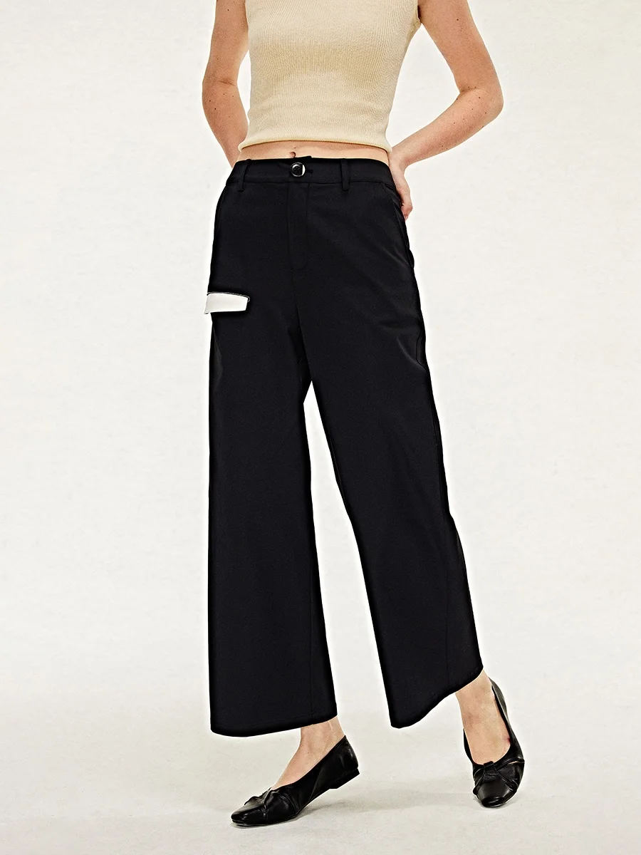 

Костюмные брюки с прямыми штанинами и средней заниженной талией, летние женские универсальные прецизионные прямые леггинсы Sli, женские три...