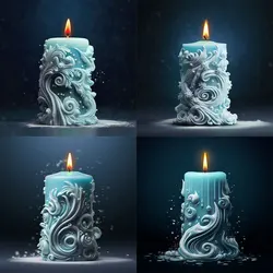 Snowflake Carved Cylindrical Silicone Candle Mold Wave Spiral Pattern Circular Column Soap Resin Mold Chocolate Icicle Art Decor