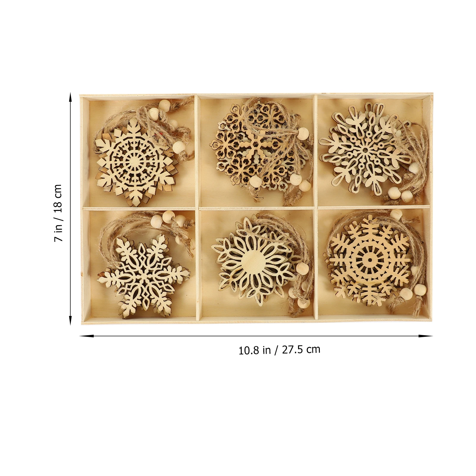 

24pcs Wooden Snowflake Hanging Ornaments Christmas Tree Decor Xmas Party Supplies Natural Wood Blank Diy Paintable