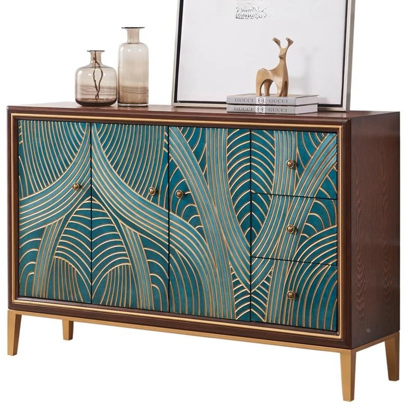 

Entrance cabinet, light luxury style living room partition cabinet, solid wood sideboard, American foyer storage cabinet