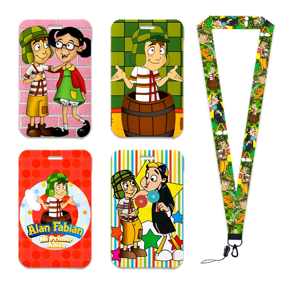 

Mexico Cartoon El Chavo Del Cute Card Holder Keychain Work Card Badge Holder Bus School Student Card Accessories