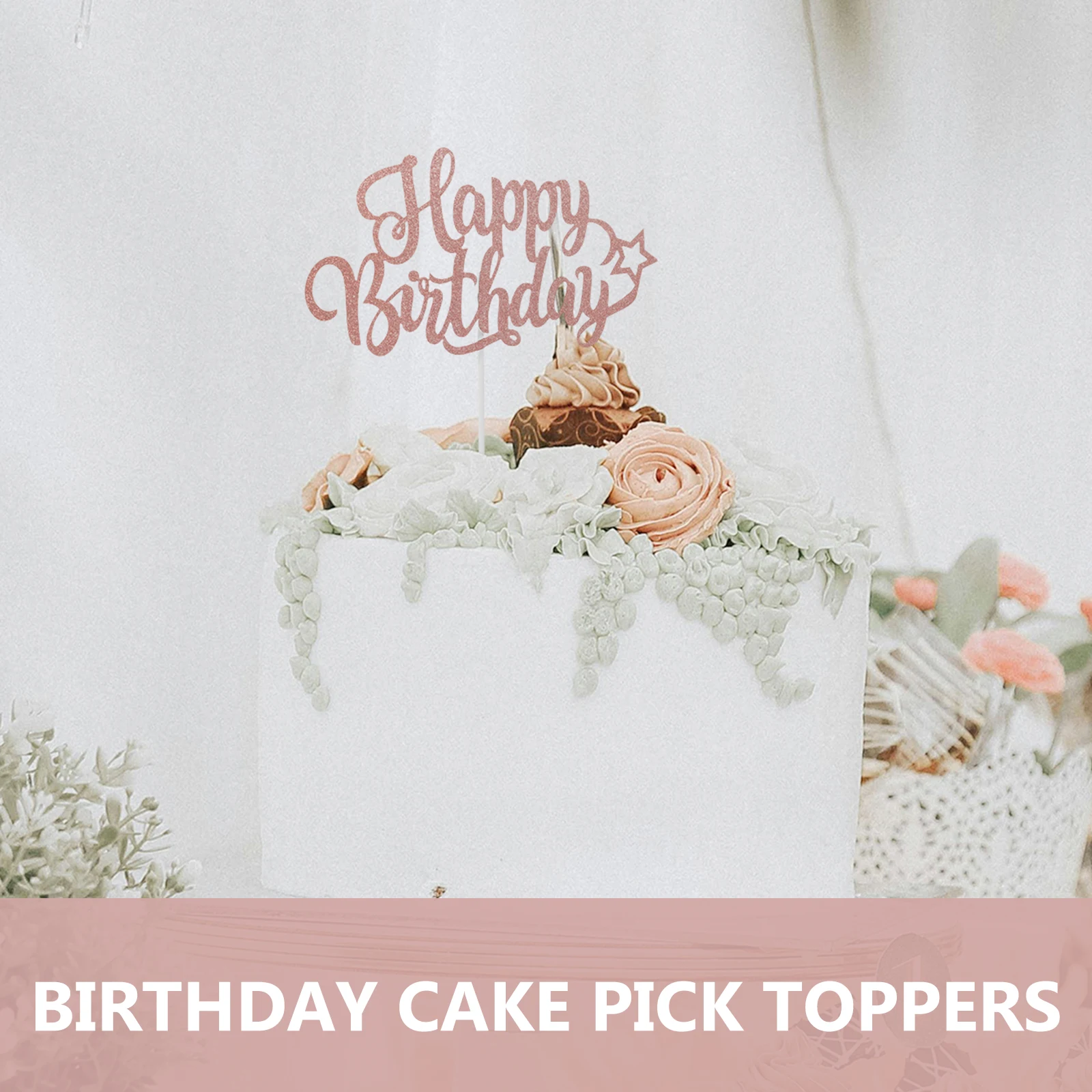 

10pcs Cake Rose Gold Birthday Birthday Themed Cupcake Topper Toppers Easy Use Safe Party Supplies Cupcake Decor Themes