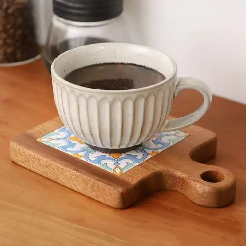 Wood Tiles Drink Coasters Anti-Scalding Plate Heat Insulation Wooden Trivet Frame For Hot Tea Coffee Pots And Pans Pad Holders