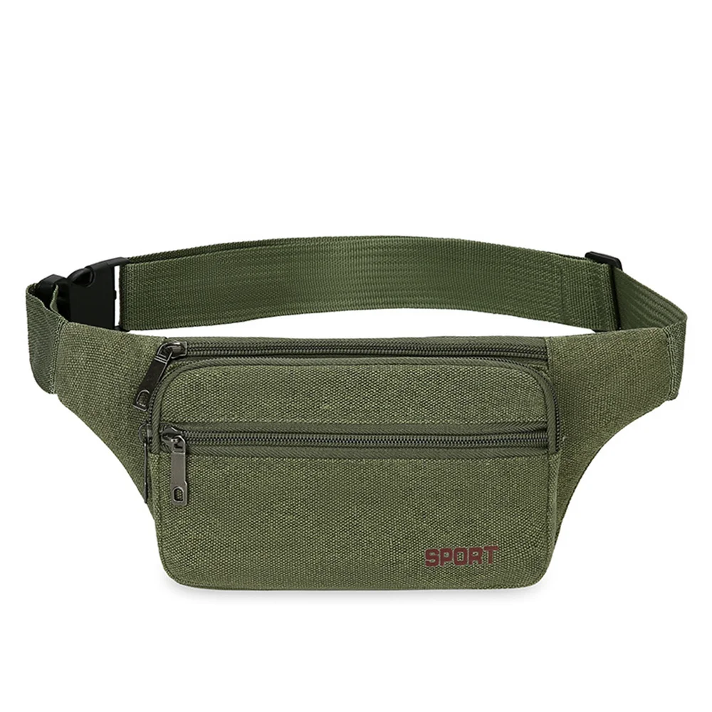 

Fashion Sports Men's Retro Canvas Waist Bag Business Bag Slanting Bag Women and Men Chest Bag Cell Phone Multi Zipper Rucksack
