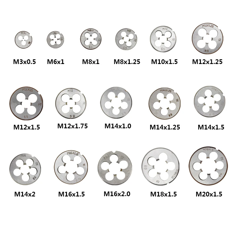 Alloy Steel 1pc Right Hand Metric Thread Die M1 M2 M3 M4 M5 M6 M7 M8 M9 M10 M11 M12 M14 M15 M16 Metal Threading Tool Round Die