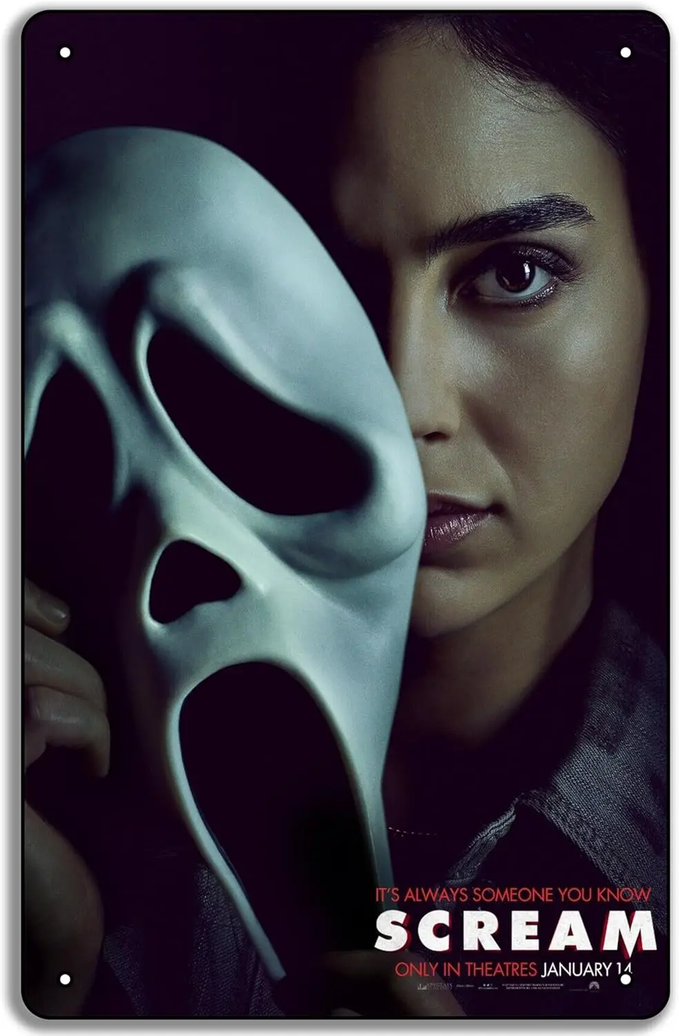 Scream-Filmplakatdruck (n) 2022 Horror - Barrera Metall-Blechschild Wandkunst