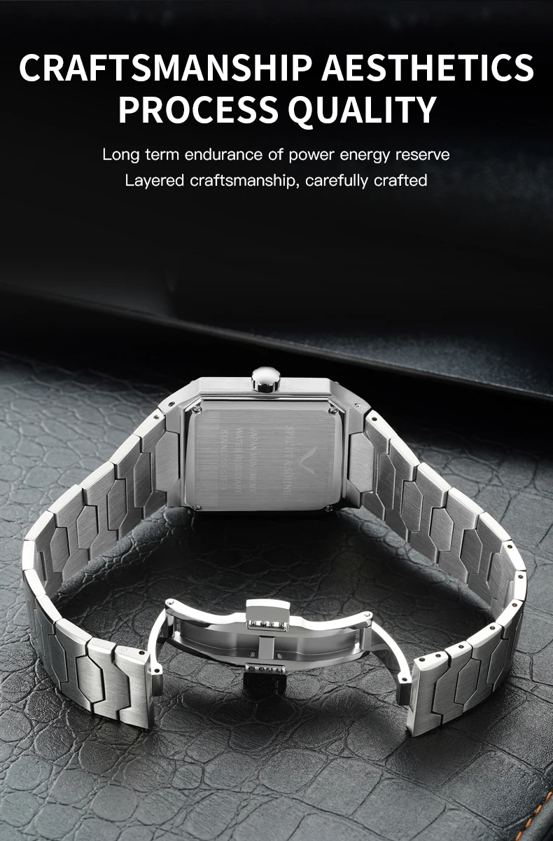 العلامة التجارية الفاخرة الوافدين الجدد Specht & Söhne 222 مربع ساعة معصم رجالية الفولاذ المقاوم للصدأ VH31 الاجتياح الكوارتز Movt ساعات رياضية الذكور #5