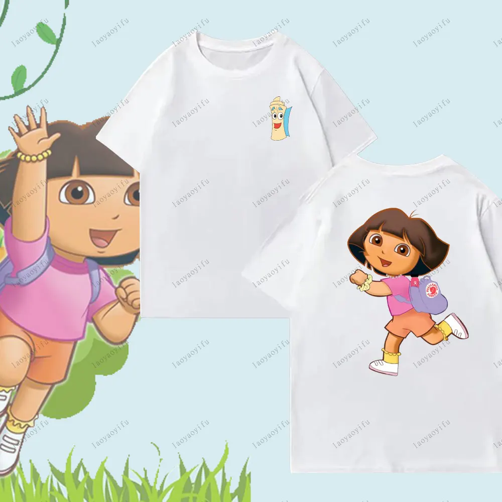 دورا المستكشف لطيف Harajuku الكرتون نمط تي شيرت للجنسين النساء الرجال بلايز عالية الجودة القطن البلوز الرجال الملابس #5