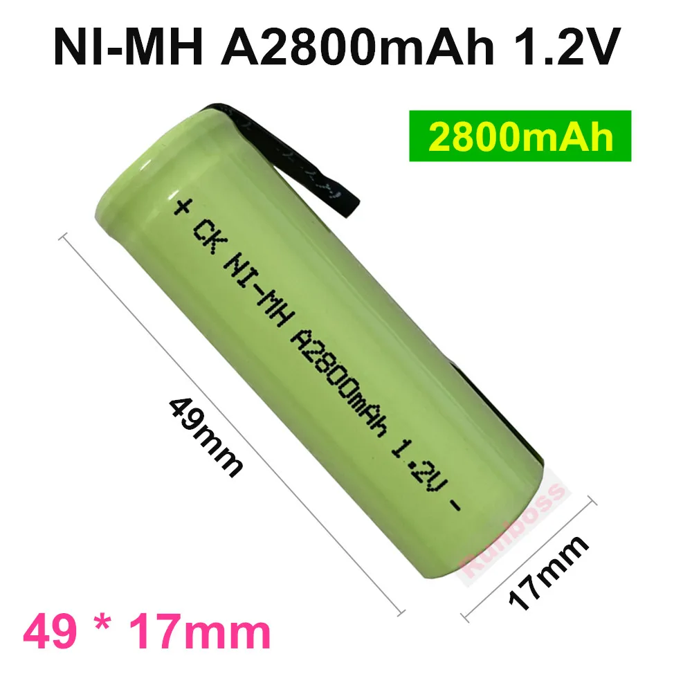 2 قطعة/الوحدة 2800mah 17500 1.2V بطارية ni-mh مع علامات التبويب ل براون أورال-B انتصار 4000 5000 9000 9400 9500 9900 فرشاة الأسنان الكهربائية