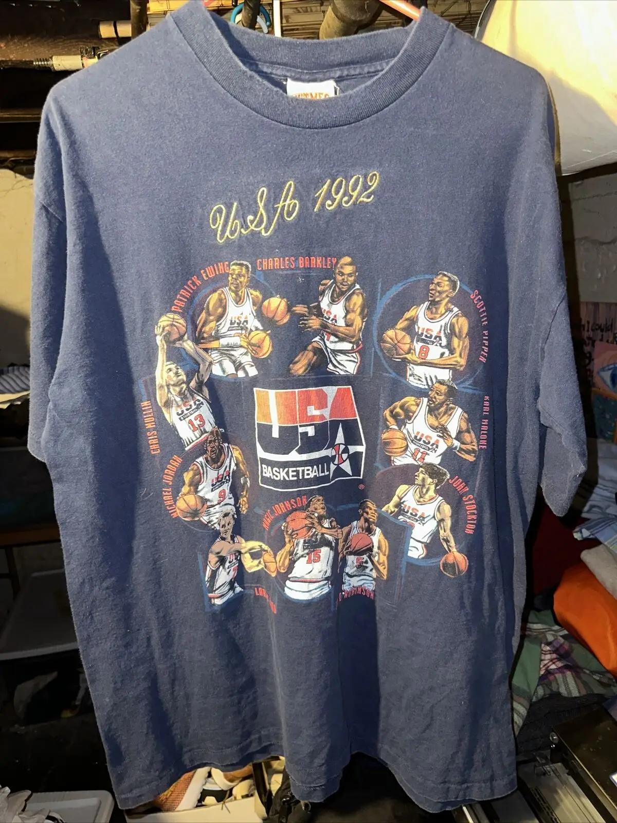 Vintage 1992 Nutmeg USA Basketball Dream Team Caricature T Shirt Size XL VTG