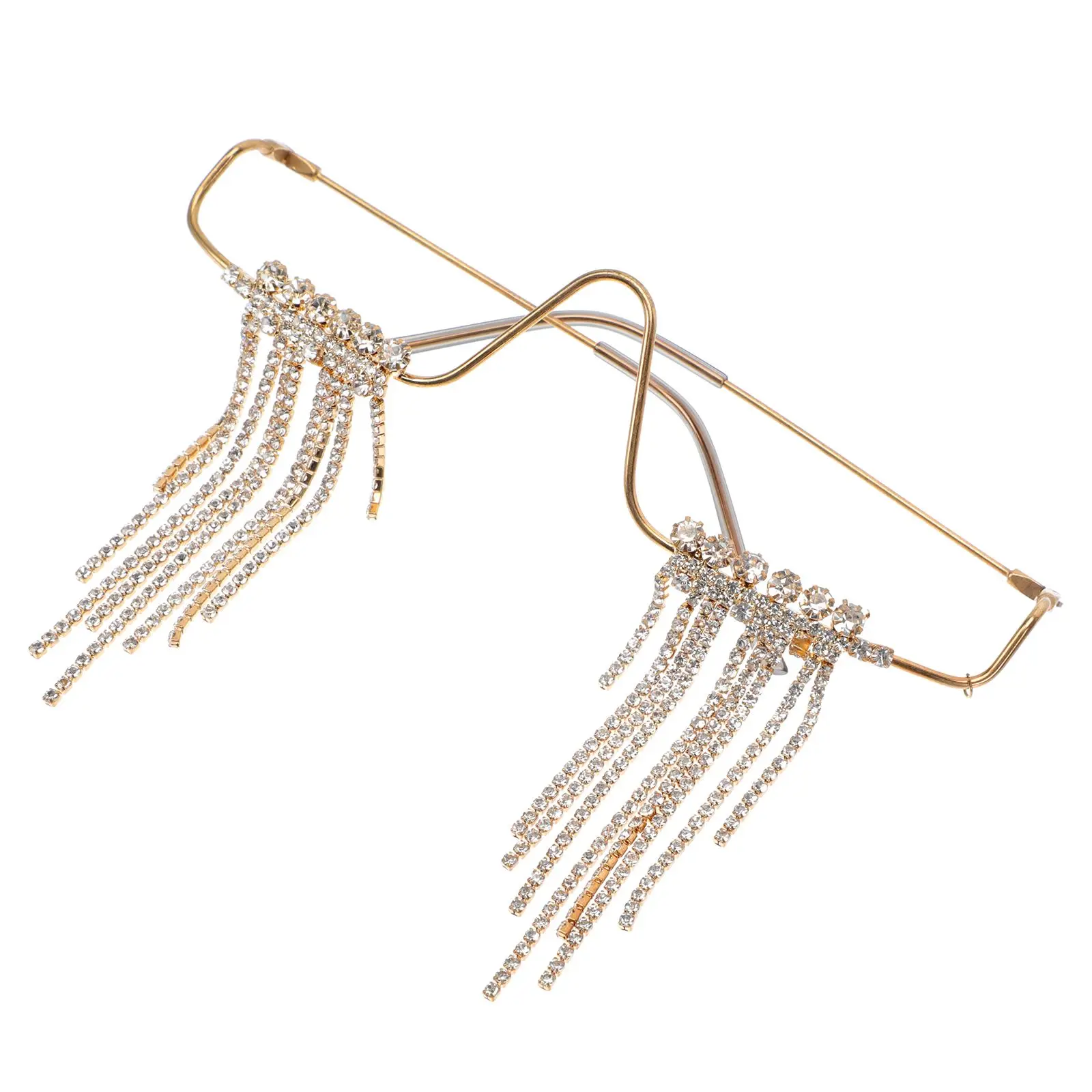 

Metal Tassels Glasses Long Dangles Party Eyewear Photography Props Rhinestone Alloy Unique Design Easy Wear Structure