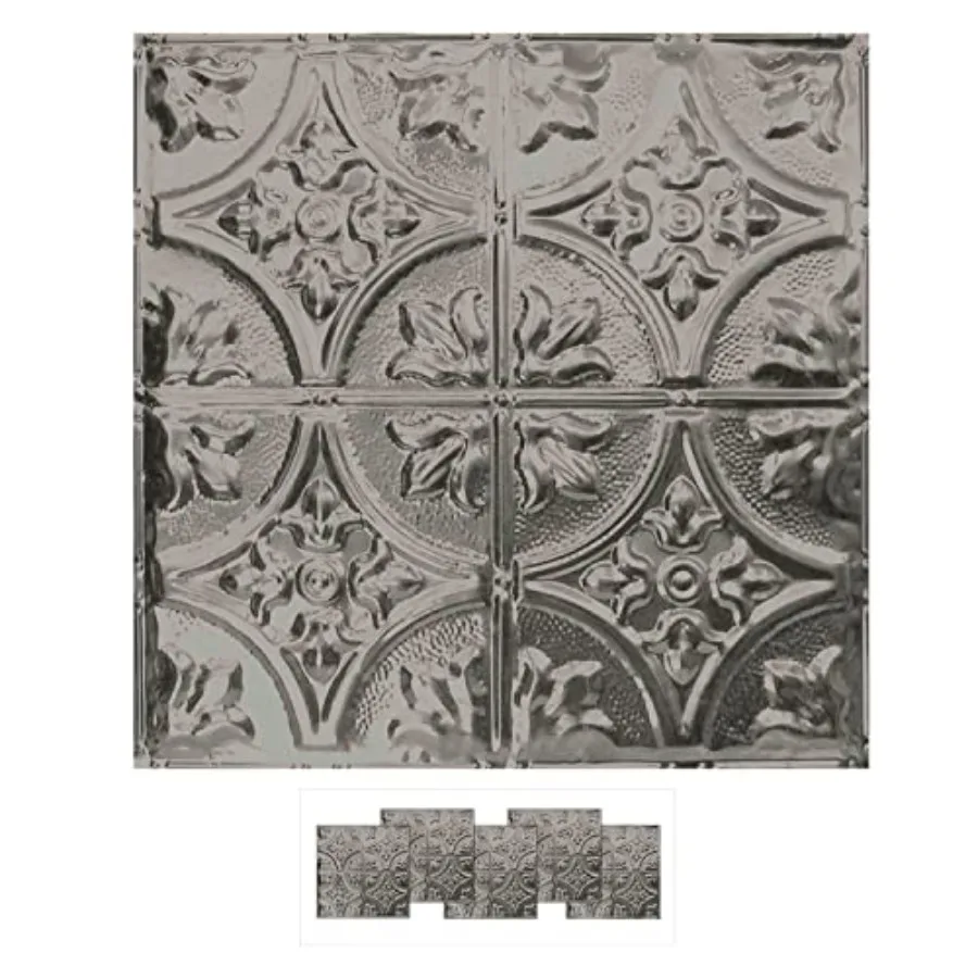 

5-Pack Kit] Nail-Up Metal Tiles in Nail-Up and Color. 24" x 24" [20 sq ft] Genuine Tin Made in The USA Model: n-p02-raw