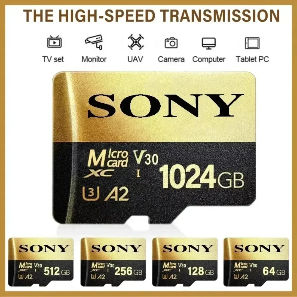 

SONY Micro SD Card High Speed SD Memory Card 128GB 256GB 32GB 64GB MicroSD U3 A2 TF Flash Card for Xiaomi Phone Camera table PC