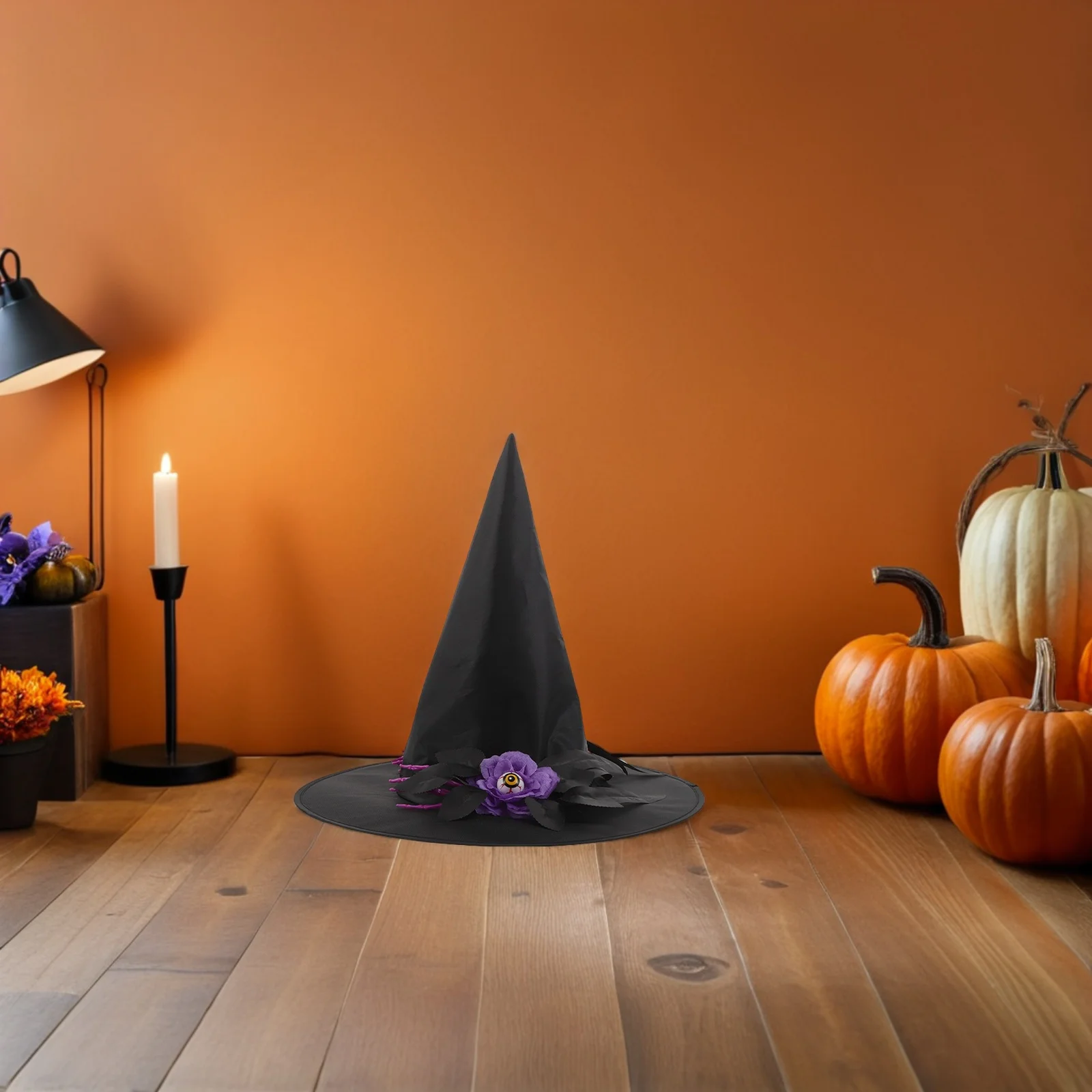 หมวกแม่มดฮาโลวีน 2 ชิ้น ตกแต่งด้วยมือผี ดวงตา และดอกไม้ สำหรับผู้หญิง แต่งกายคอสเพลย์ งานปาร์ตี้ เทศกาล หมวกแม่มด