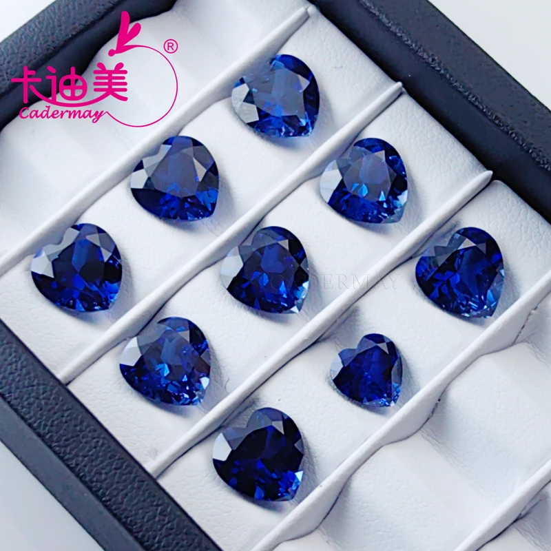 CADERMAY Heart Shape Lab Grown Sapphire With Inclusions Loose Stone Cornflower With AGL Certificate For Fine Jewelry Making DIY