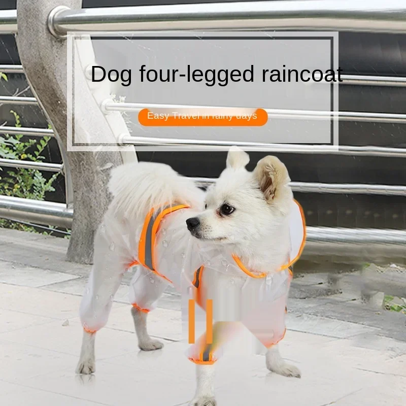 Pet Dog Raincoat Puppy Four Feet Hooded Transparent Waterproof Small Medium Large Dog Rain Out Clothes for Animals