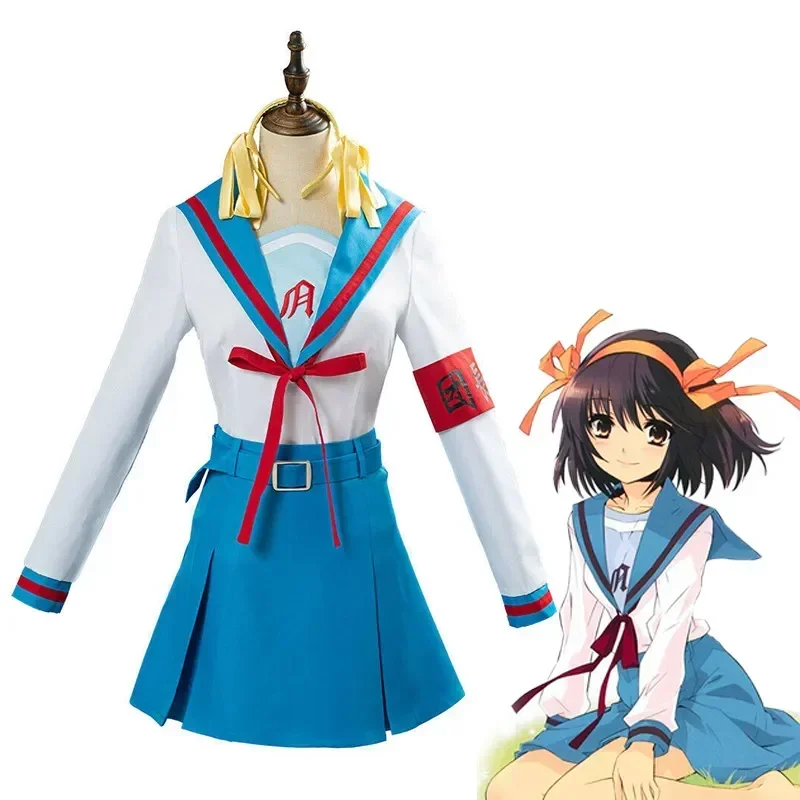 

2025 Anime Suzumiya Haruhi No Yuuutsu Cosplay Suzumiya Haruhi Costume Girls Jk Uniform Top Skirt Outfit Halloween Carnival Suit