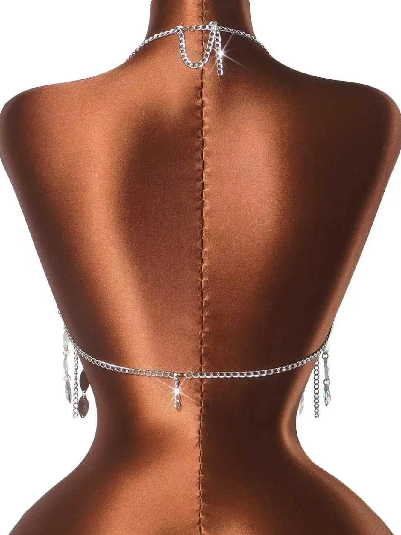 Sexy y2k clothes metal rhinestone halter tanks top women summer nightclub party tops for woman see through beach corset crop top