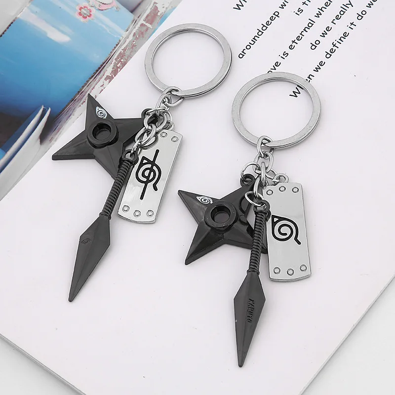 Nowe Anime brelok Naruto Kunai broń Modle breloczki Konoha Symbol Akatsuki wisiorek breloczki do torby samochodu breloczki na breloczki na klucze