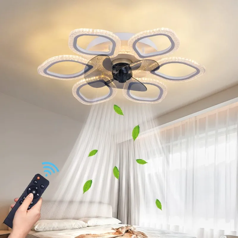 

Ceiling Fans with Lights Low Profile Fan Quiet 3 Gear Wind Speed fan light Round Ceiling Lights with Fan for Bedroom Living Room