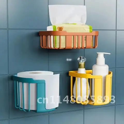 Toiletries Storage Rack Wall-mounted Punch-Free Bathroom Kitchen Drawer Toilet Paper Multipurpose Shower Gel Towel