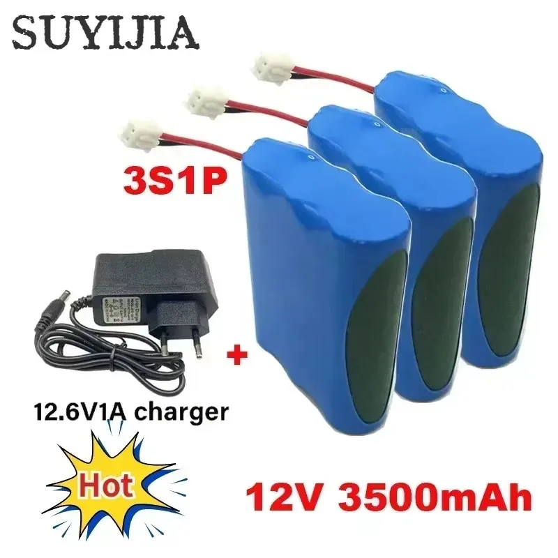 3S1P 12V Battery 12.6V/11.1V 3500mAh 18650 Lithium-ion Battery Pack w/ BMS for Backup Power Ups CCTV Camerar Speaker Bluetooth