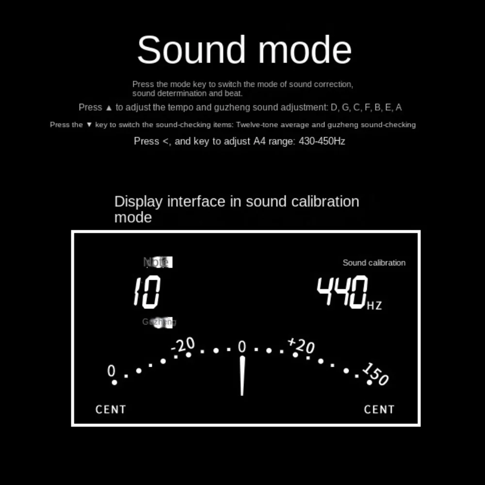 Built-In Microphone Music Tuner with Clip 3 Modes Simple Operation Metronome Tone Generator Portable LCD Electronic Metronome