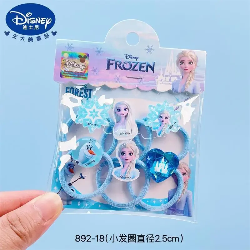 Frozen Hairpin Elsa Anna Cartoon Disney Hair Rope for Women Kids Girls Kawaii Elsa Acrylic Hairpin Rubber Band Hair