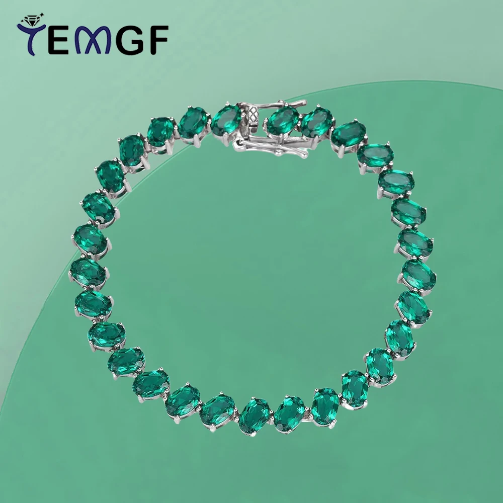 

TEMGF 4*6mm Cultivate Zambia Green Gemstone Bracelet 925 Sterling Silver Fine Jewelry for Women Luxury Anniversary Surprise Gift