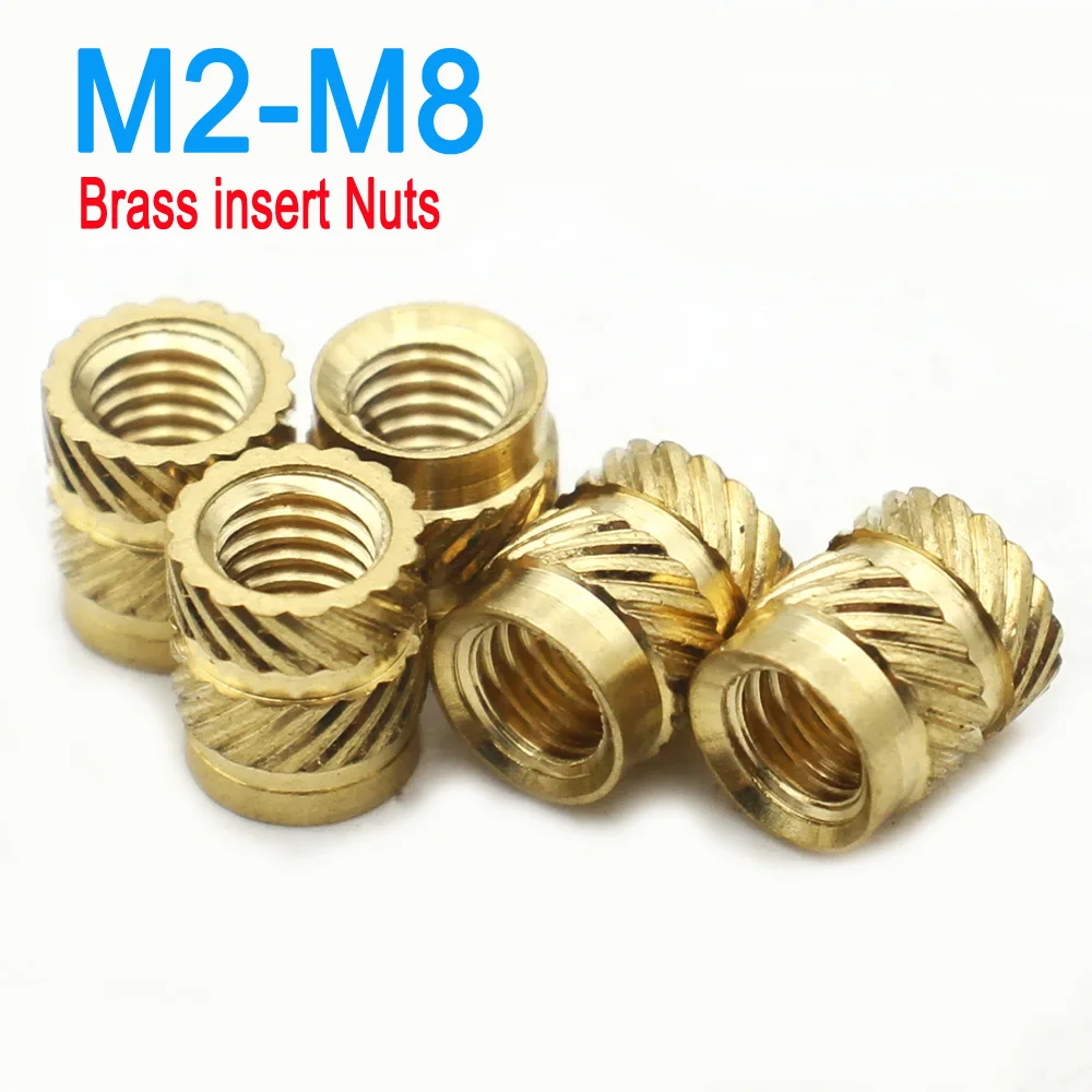 

M2-M5 M6 M8 Brass Heat Set Insert Nuts Knurled Through-Hole Threaded Embedded Copper Nuts Injection Molding Plastic Parts