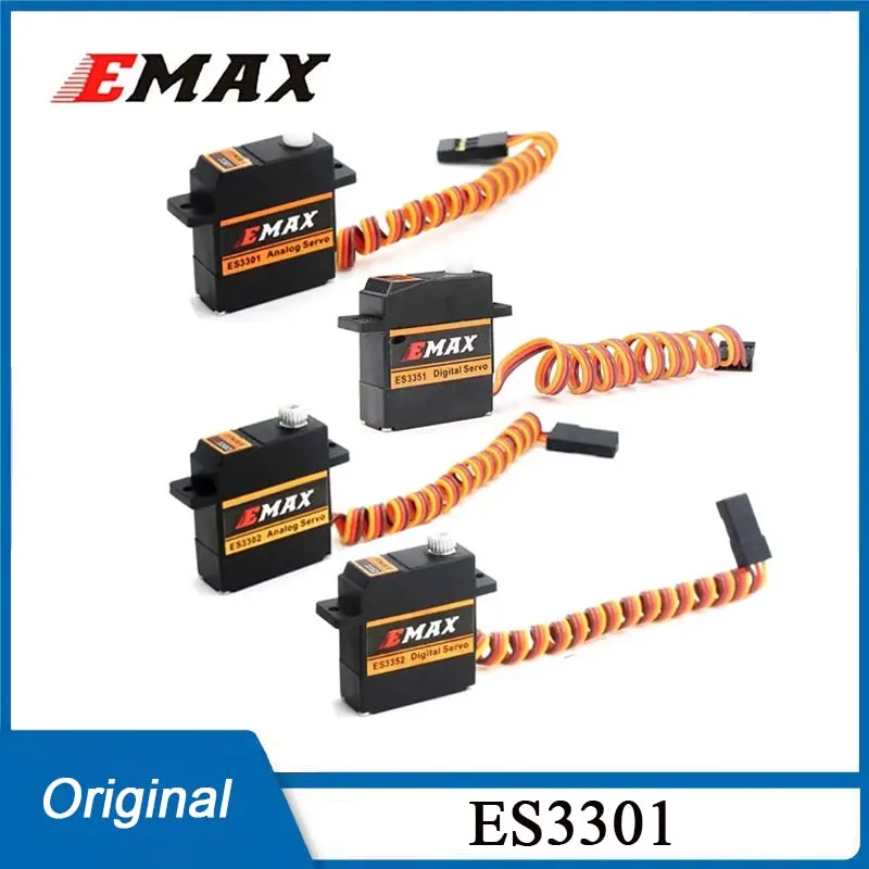 

1 шт. EMAX ES3301 ES3351 ES3302 ES3352 9 мм 4,8-6 В аналоговый цифровой сервопривод с металлической шестерней идеально подходит для радиоуправляемого планера, радиоуправляемого самолета, дрона