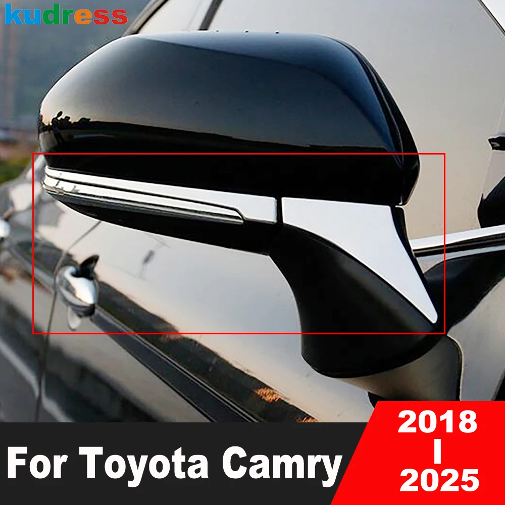 For Toyota Camry 70 2018-2021 2022 2023 2024 2025 Chrome Car Side Door Rearview Mirror Cover Trim Molding Strip Accessoriescs