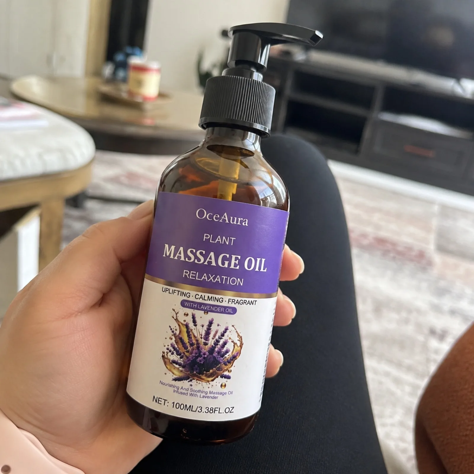 Lavendel-Massageöl für Massagetherapie, Spa-Qualität, Stressabbau, Hauttherapieöl, beruhigendes und entspannendes Massage-Hautpflegeöl