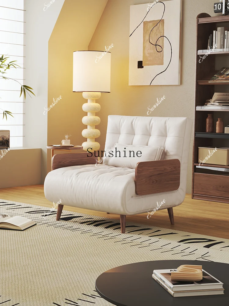 Sofa bed leather folding dual-purpose small apartment multi-functional study solid wood leisure  FT