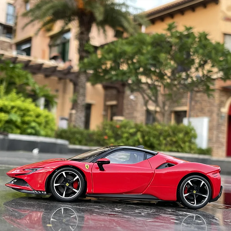 Bburago 1:24 Ferrari SF90 Alloy Sports Car Model Diecast Metal Racing Vehicle Car Model Collection Simulation Childrens Toy Gift