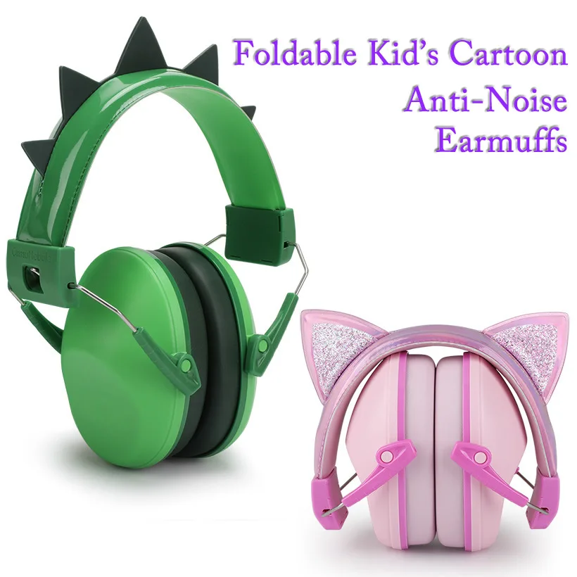 Cute Children Anti-Noise Earmuffs Pink Cat Ears Kid Hearing Protection Adjustable Ear Protector For Study Sleep Noise Cancelling